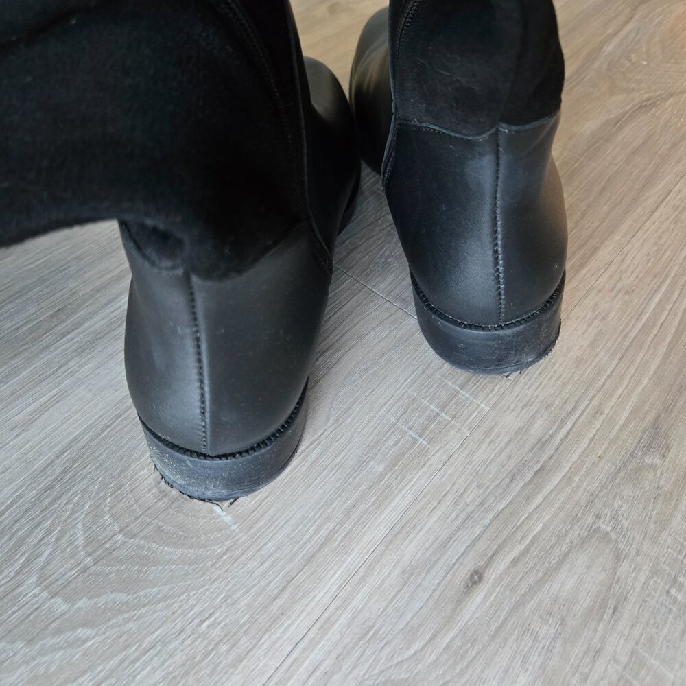Aquatalia Regina Knee High Boots Black Leather Suede Size 8 - Picture 9 of 11